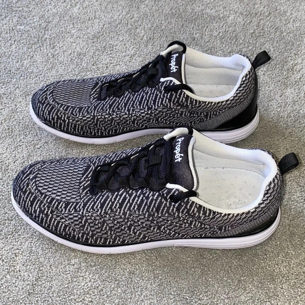 9.5 Propet TravelFit Pro Black & White Womens Sneakers Shoes - Picture 4 of 8